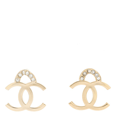 Chanel Crystal CC Earrings Gold 1 of 5