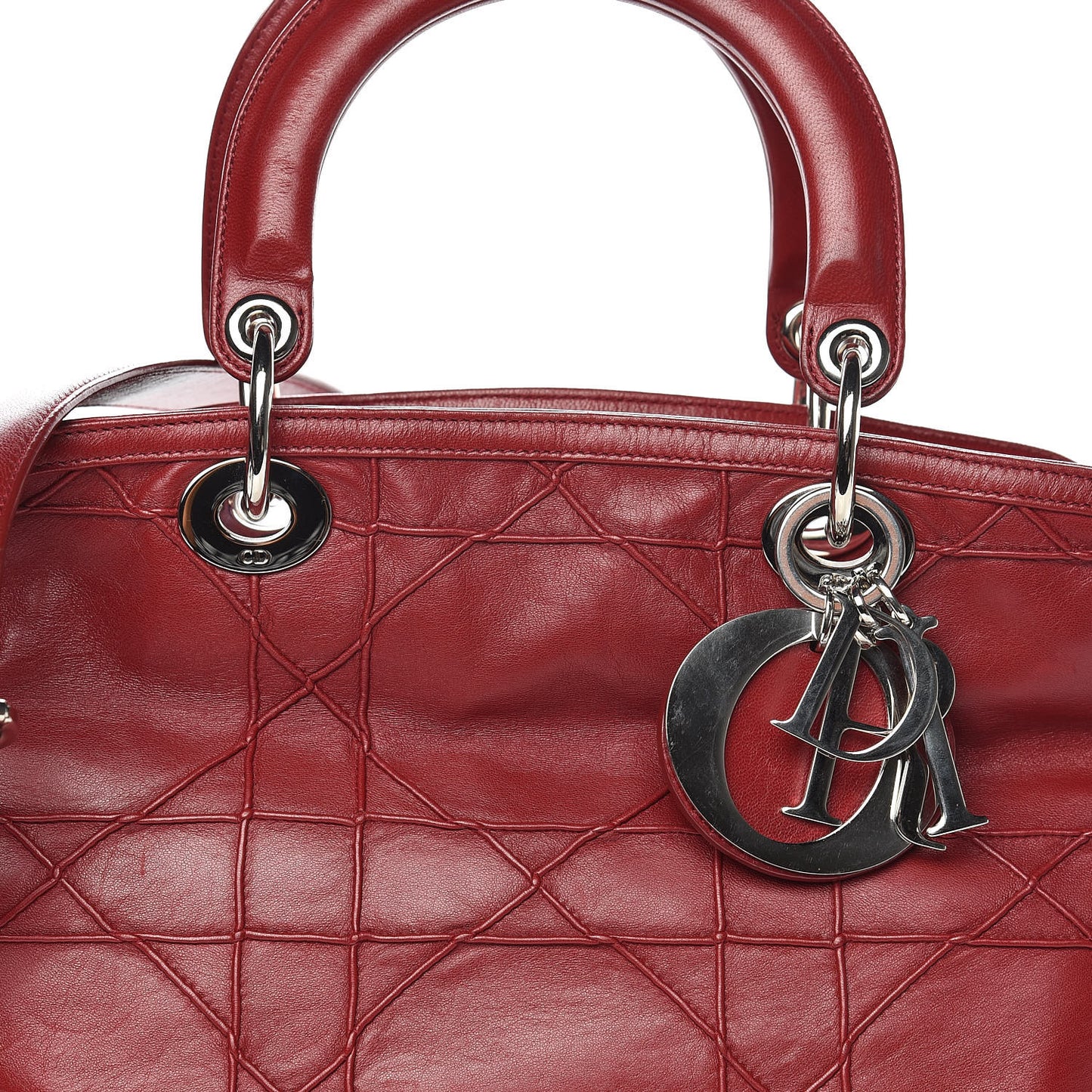 Lambskin Cannage Medium Granville Tote Red