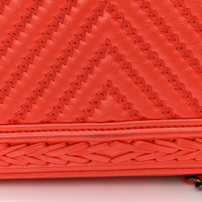 Chanel Calfskin Chevron Quilted Braided Boy Wallet On Chain WOC Orange 14 of 16