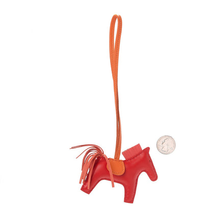 Hermes Milo Lambskin Grigri Rodeo Horse Bag Charm PM Rouge Rose Indien Jaipur Feu 2 of 4