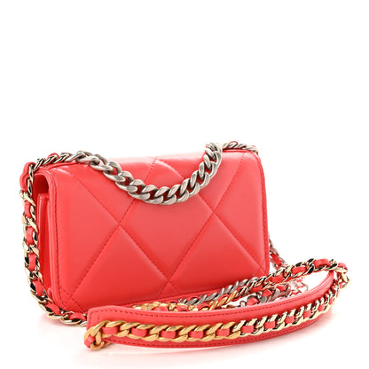 Chanel Lambskin Quilted Chanel 19 Flap Phone Holder With Chain Coral 2 of 10