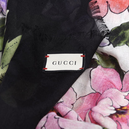 Gucci Wool Silk Rising Flowers Square Shawl White 4 of 4