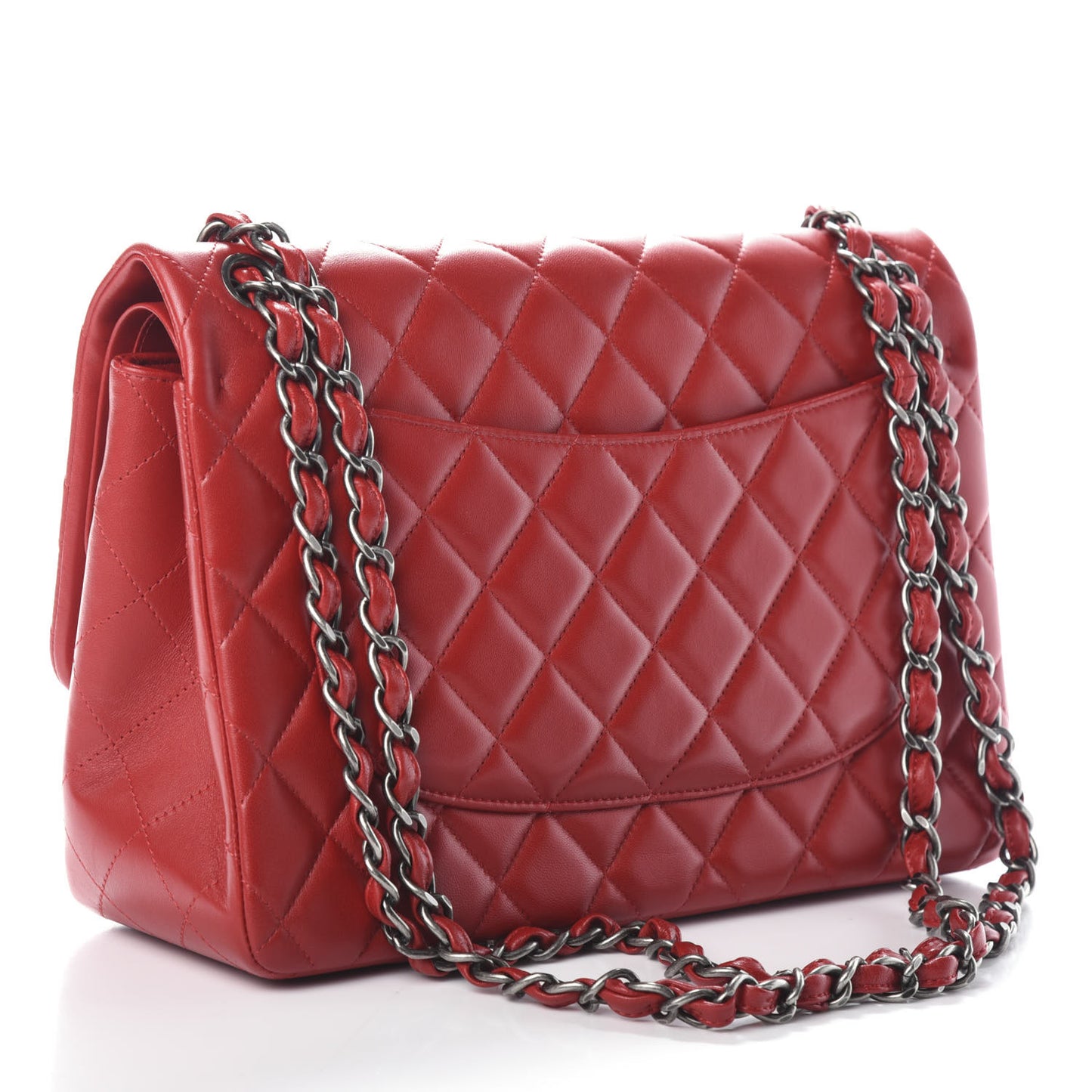 Lambskin Quilted Jumbo Double Flap Red