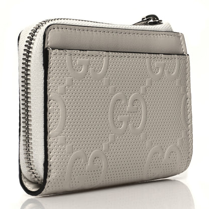 Gucci Calfskin GG Tennis Embossed Zip Around Card Case Wallet Mystic White 3 of 11