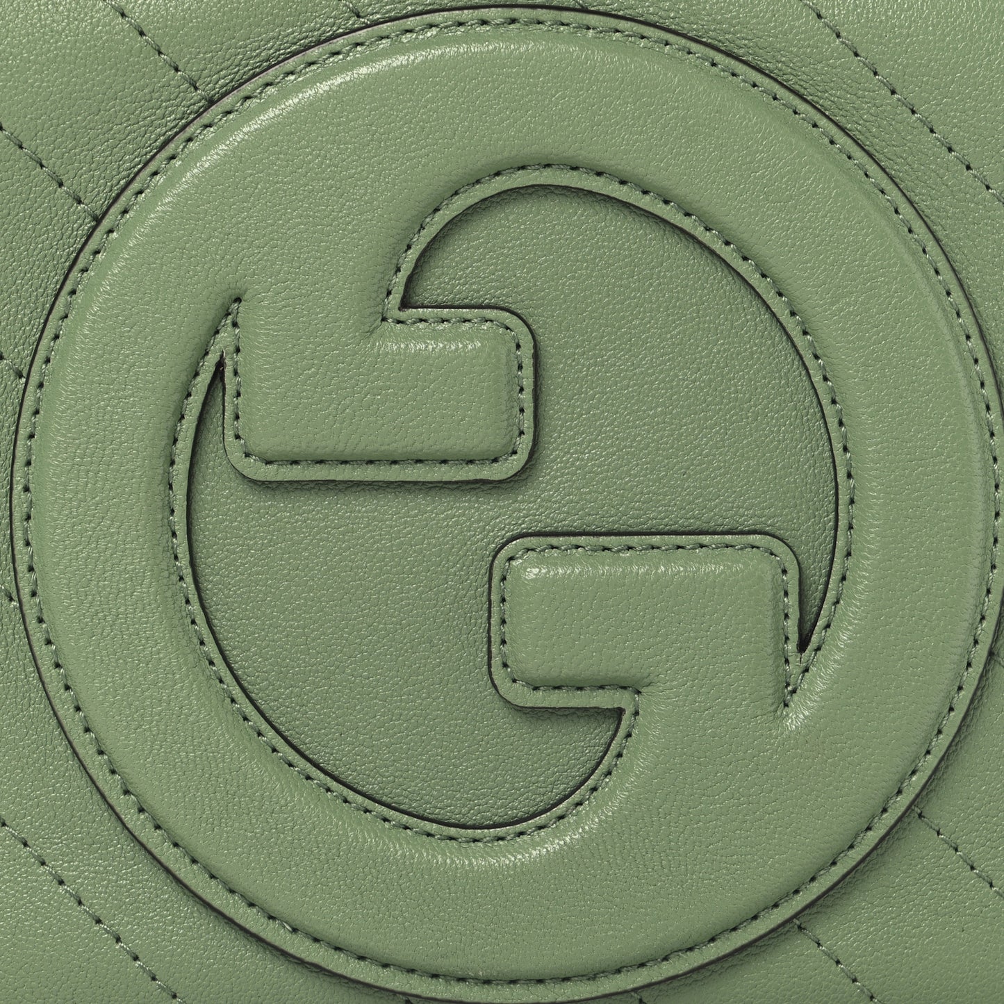 Sakai Be Green Calfskin Diagonal Stitched Small Blondie Shoulder Bag Light Green