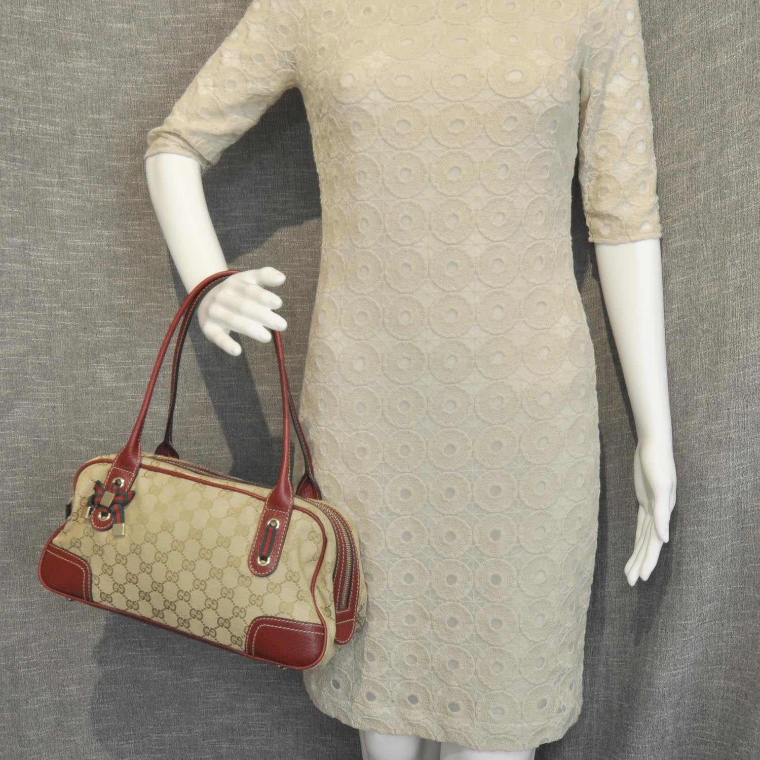 Gucci Monogram Princy Satchel Red 2 of 8