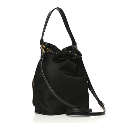Prada Saffiano Tessuto Nylon Mini Bucket Crossbody Bag Black 3 of 13
