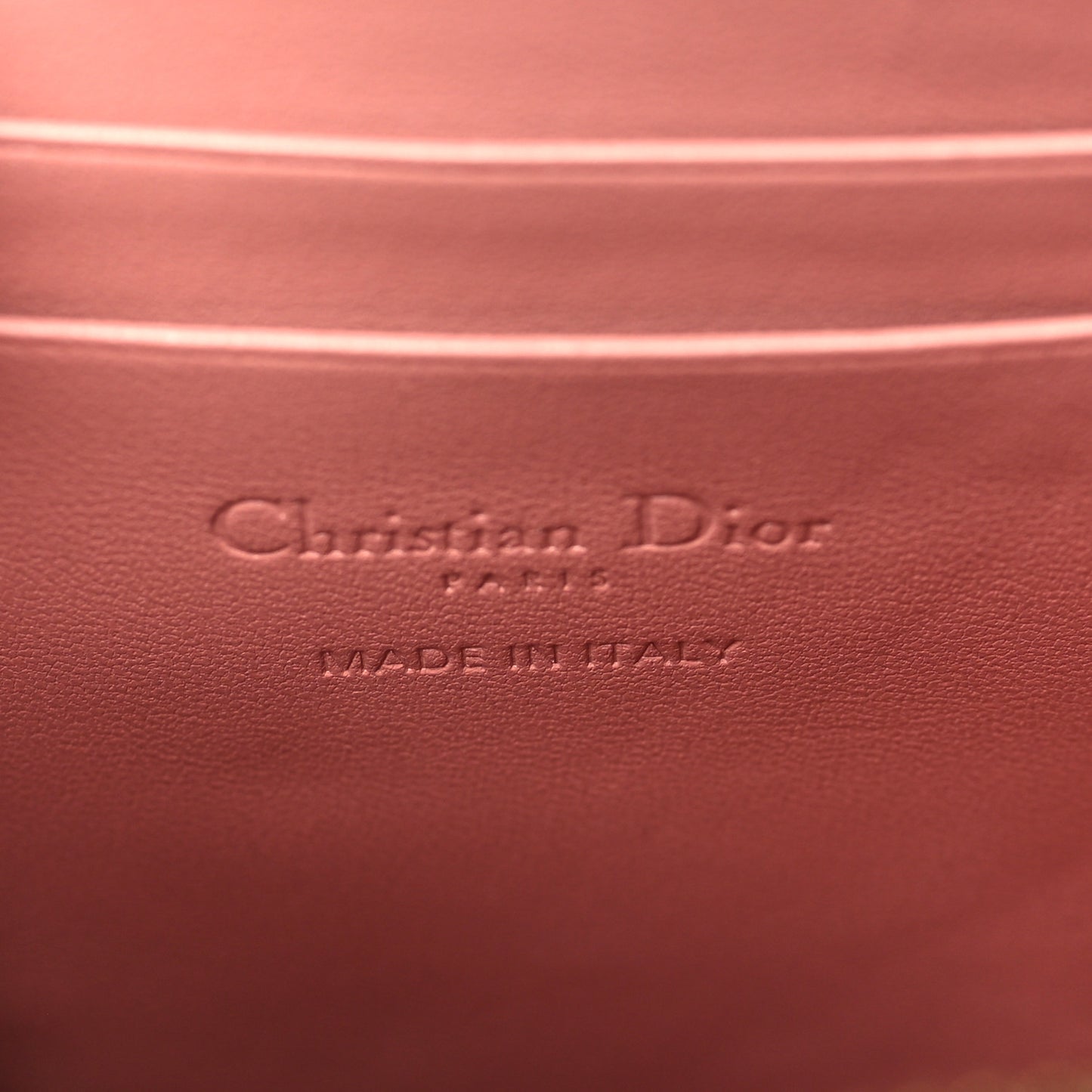 Lambskin Cannage Lady Dior Phone Holder Deep Nude
