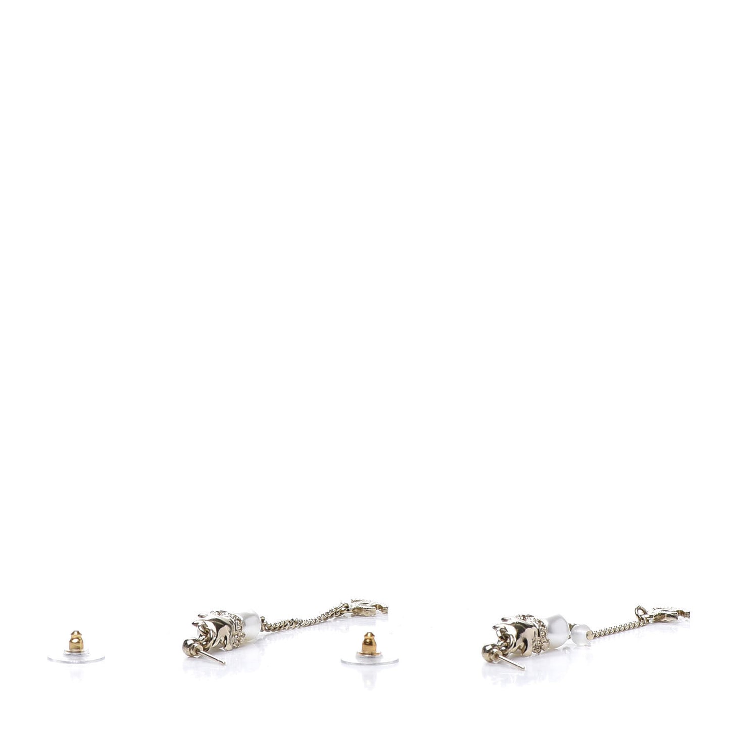 Pearl Crystal CC Drop Earrings Gold