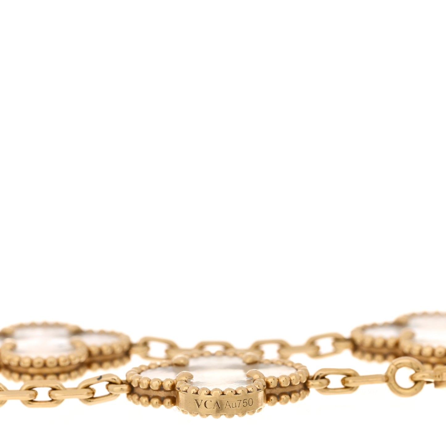 18K Yellow Gold Mother of Pearl 5 Motifs Vintage Alhambra Bracelet