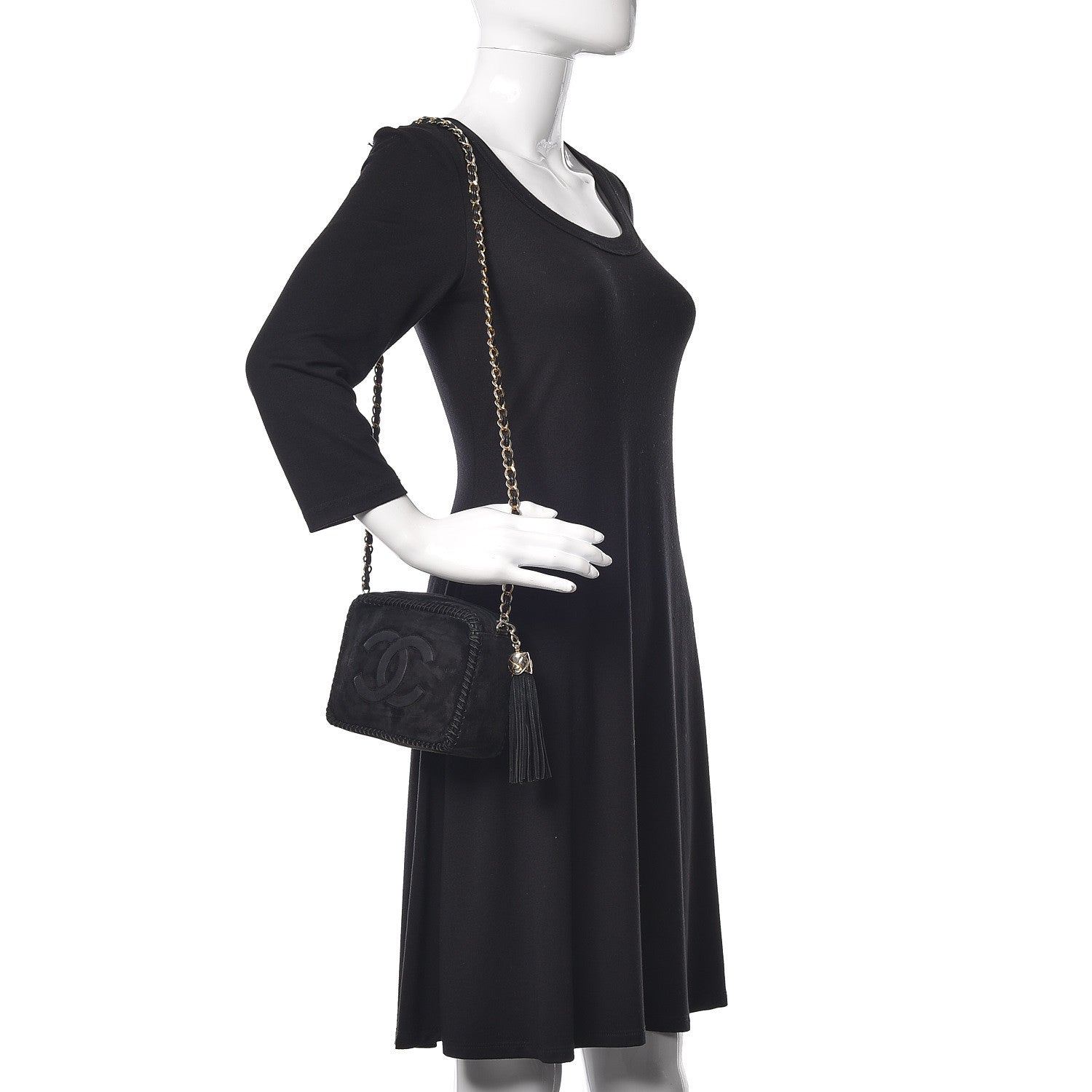 Chanel Suede CC Tassel Camera Case Black 2 of 11