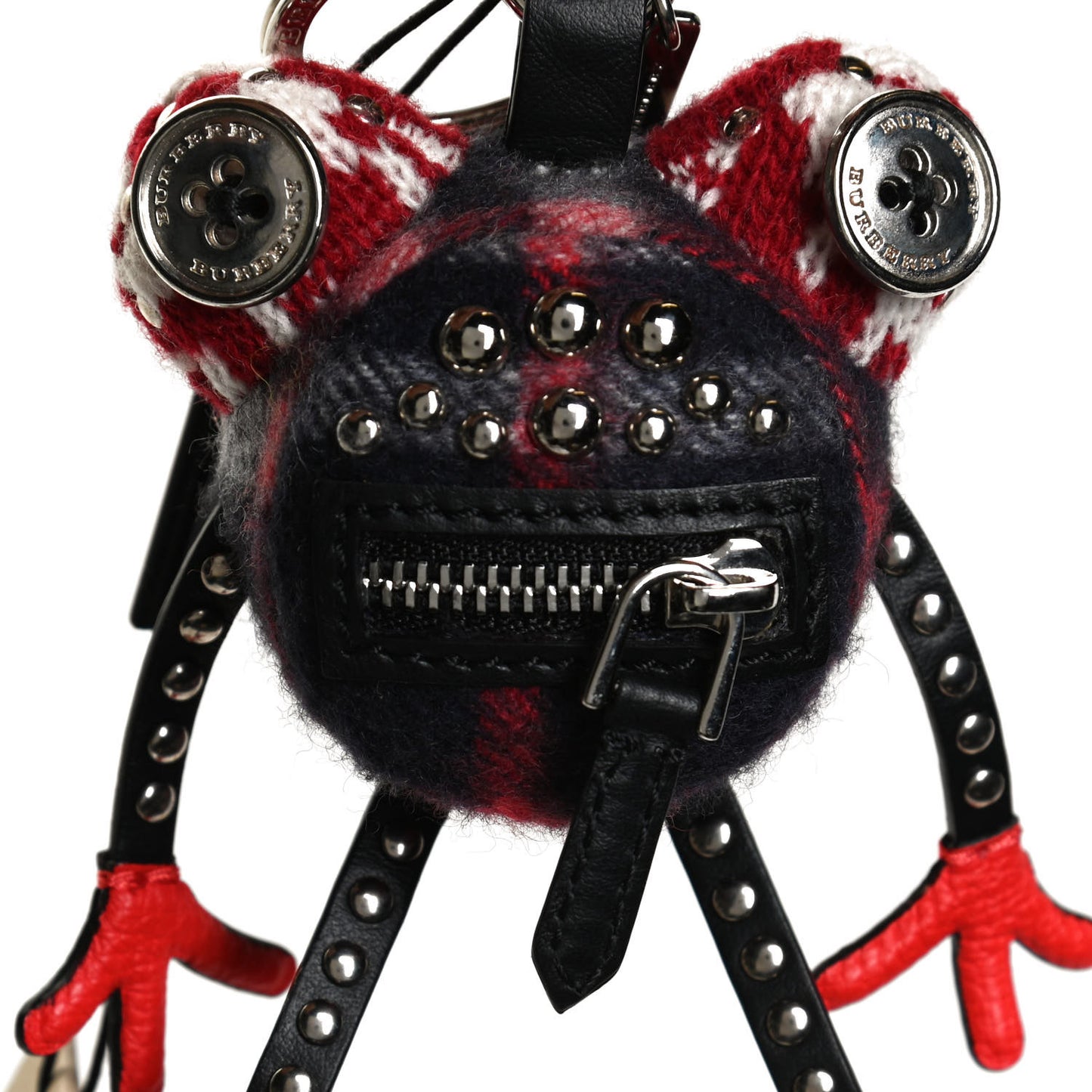 Calfskin Studded Doris The Frog Bag Charm Black Multi