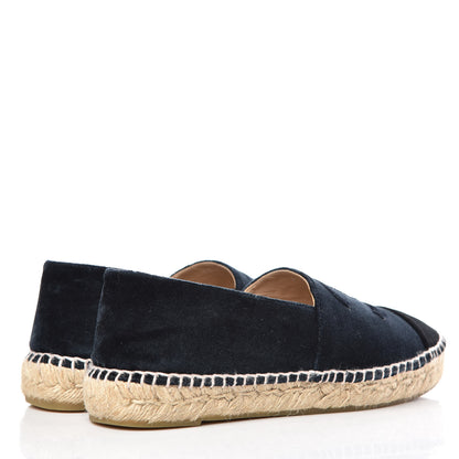 Chanel Velvet CC Espadrilles 38 Dark Navy Black 4 of 10