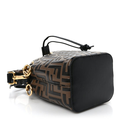 Fendi Vitello Liberty F is Fendi Bi-Color FF 1974 Embossed Mini Mon Tresor Bucket Bag Maya Black 4 of 10