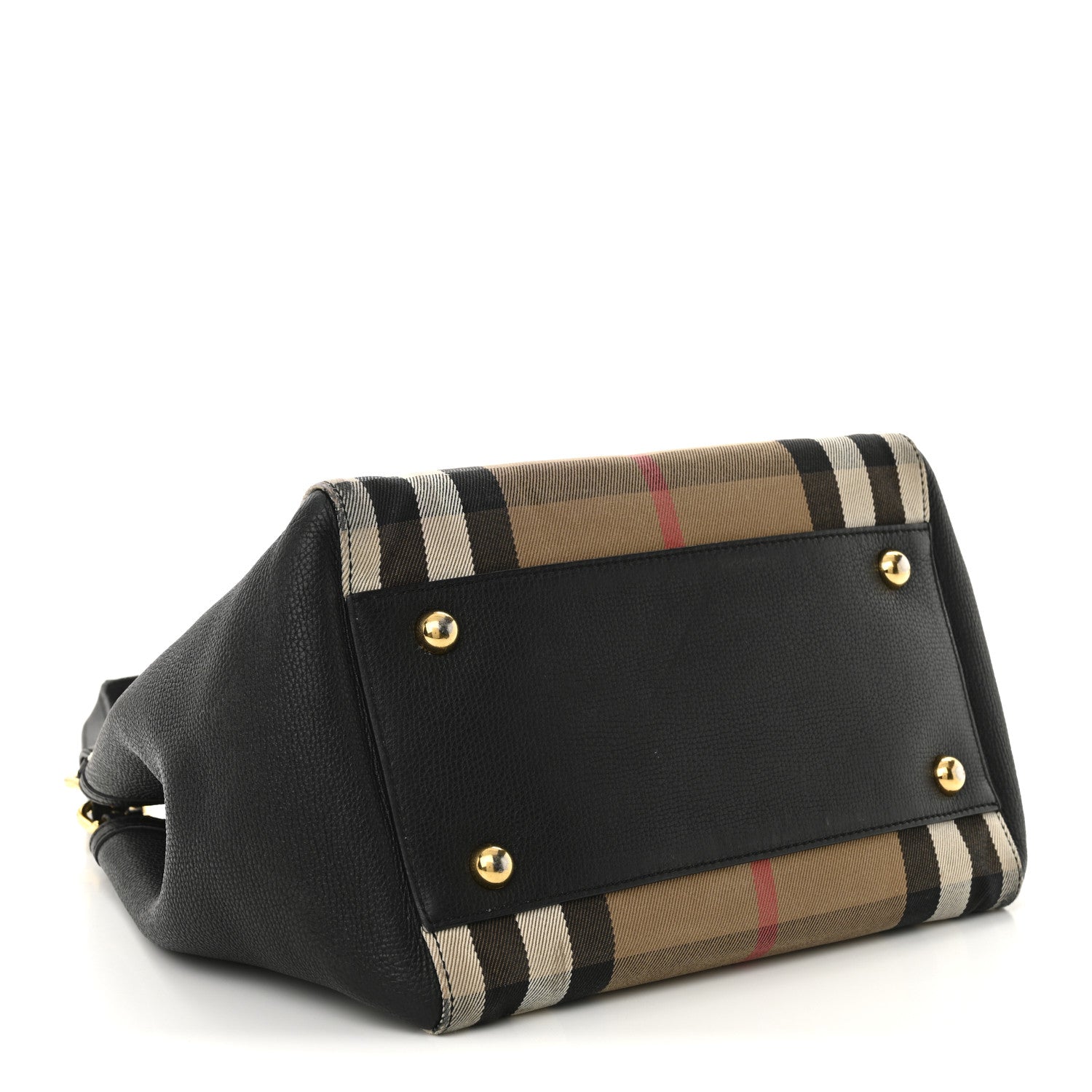 Burberry Grainy Calfskin House Check Small Canterbury Tote Black