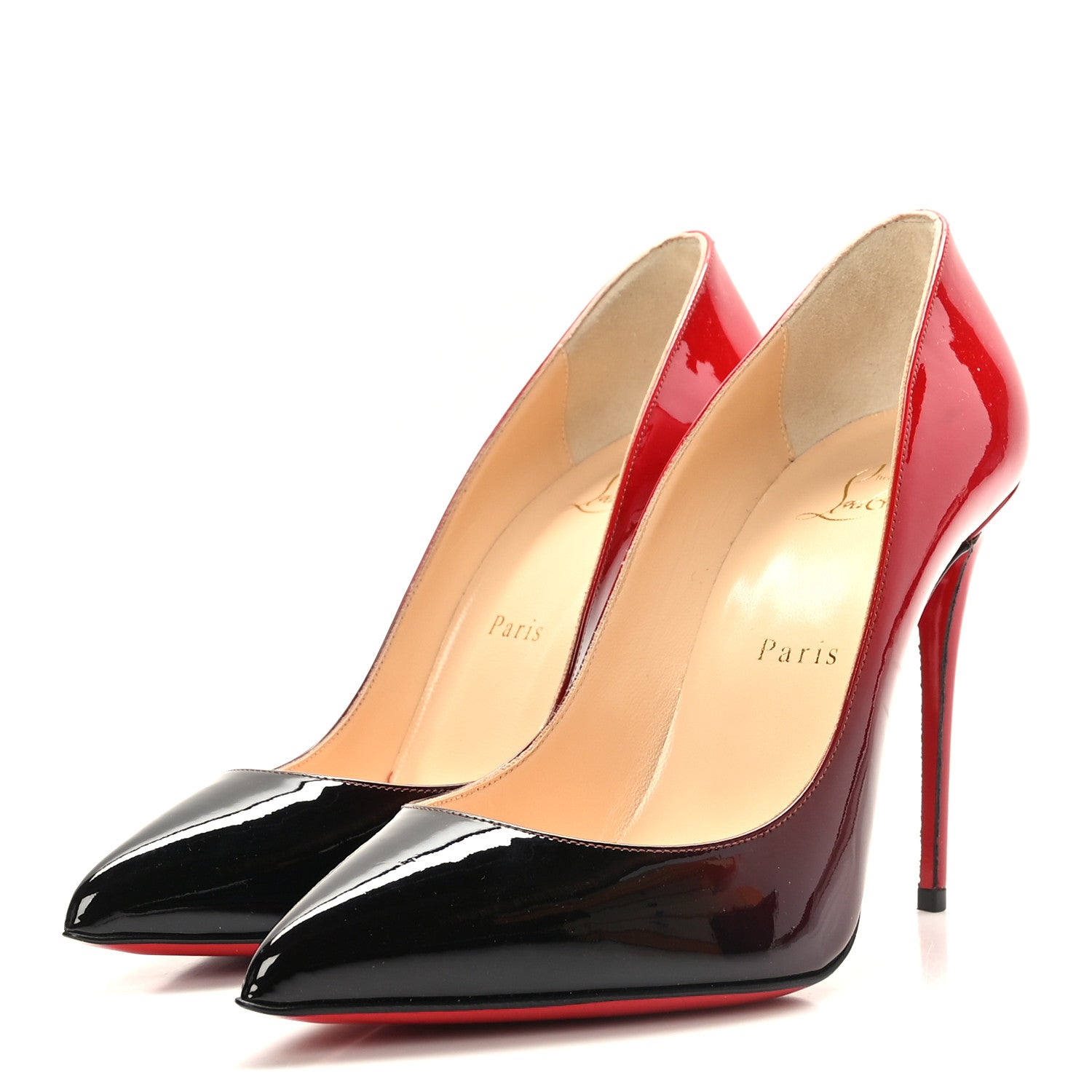 Christian Louboutin Patent Degrade Pigalle Follies 100 Pumps 37.5 Black Red 3 of 7
