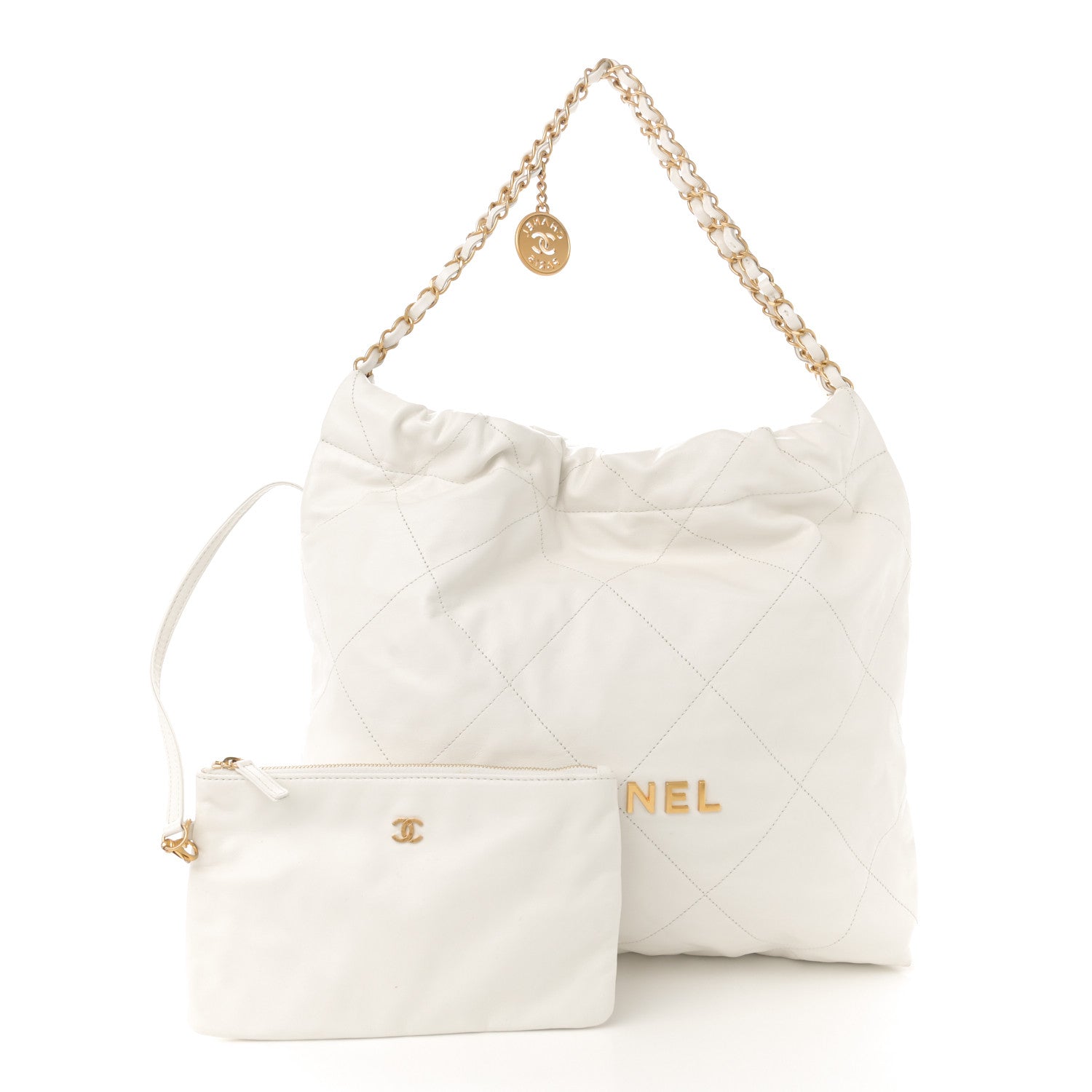 Chanel Shiny Calfskin Quilted Chanel 22 White 3 of 12