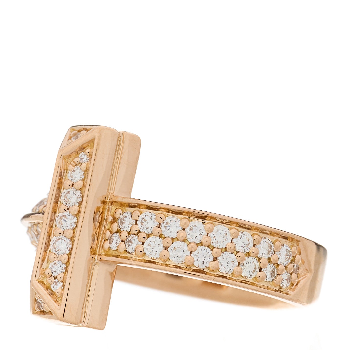 Tiffany 18K Rose Gold Diamond Wide T T1 Ring 44 3 3 of 5
