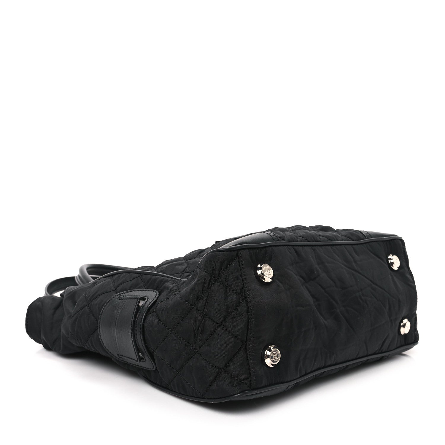 Chanel Nylon Calfskin Quilted CC Paris New York Tote Bag Black 4 of 12