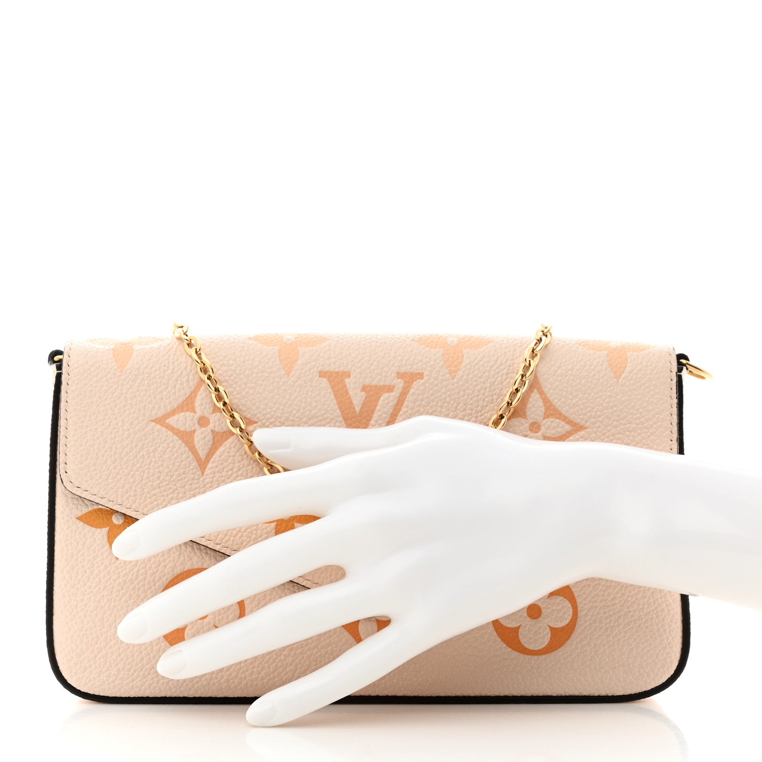 Louis Vuitton Empreinte Monogram Giant By The Pool Felicie Pochette Chain Wallet Cream Saffron 3 of 11