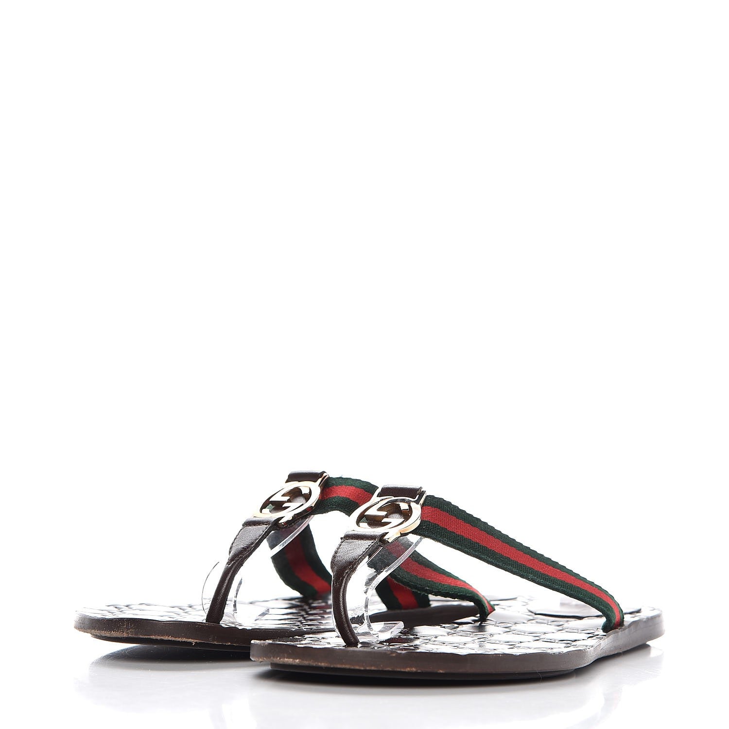 Gucci Nylon Guccissima Web Womens Thong Sandals 38.5 Green Red Cocoa 3 of 9