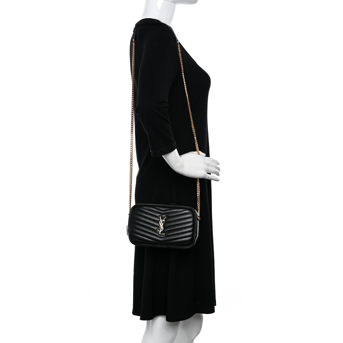 Calfskin Matelasse Monogram Mini Lou Camera Bag Black
