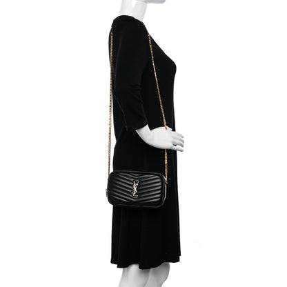 Saint Laurent Calfskin Matelasse Monogram Mini Lou Camera Bag Black 2 of 11
