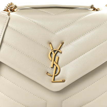 Saint Laurent Calfskin Y Quilted Monogram Small Loulou Chain Satchel Crema Soft 8 of 10