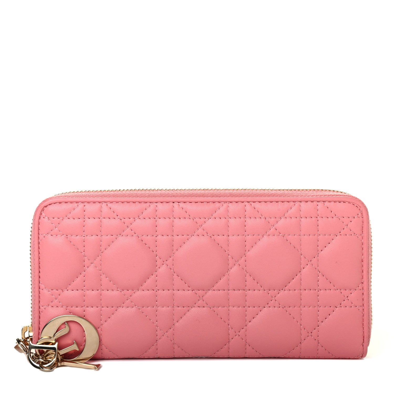 Christian Dior Lambskin Cannage Lady Dior Voyageur Wallet Pink 1 of 4