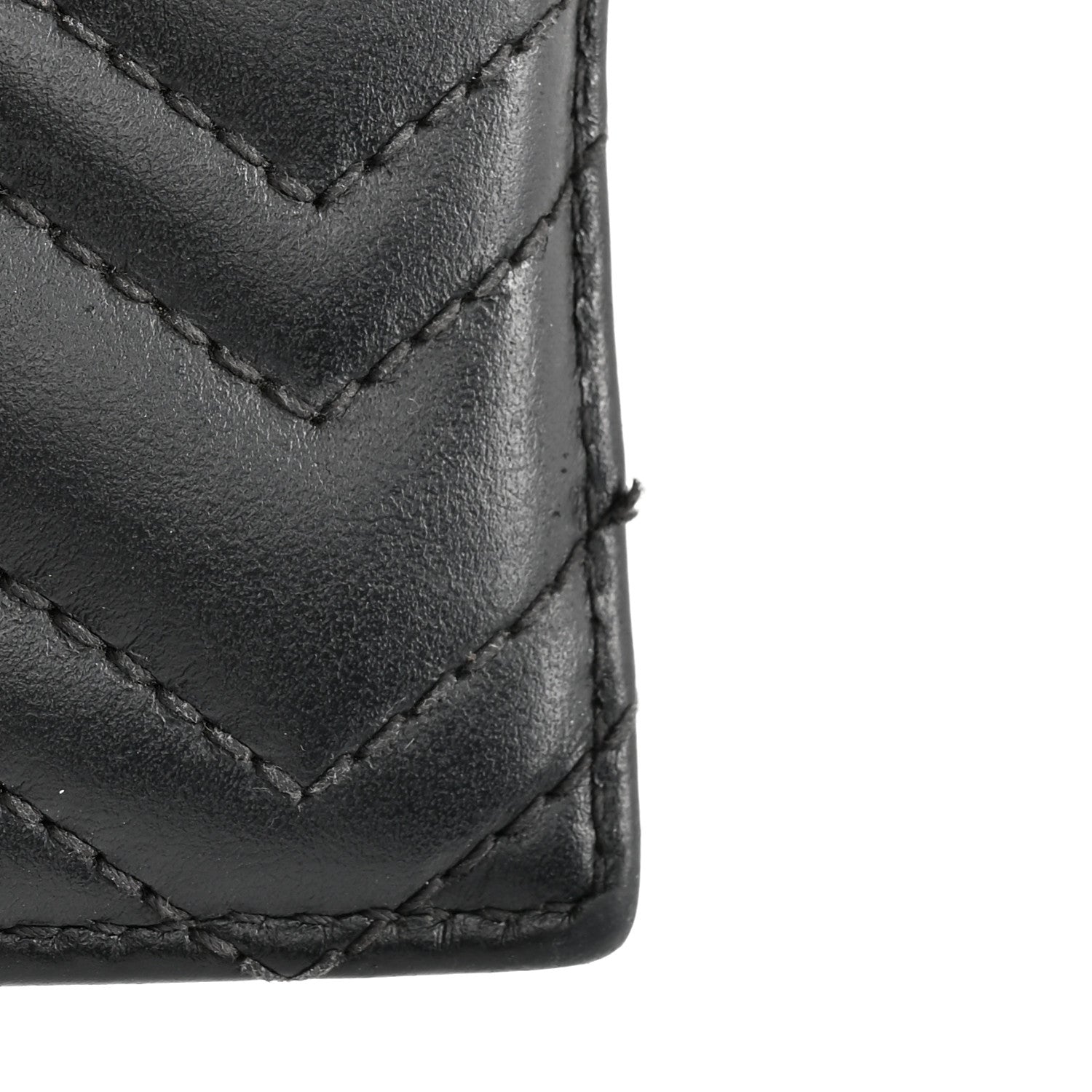 Gucci Calfskin Matelasse Chevron GG Marmont Key Case Card Holder Black 8 of 11