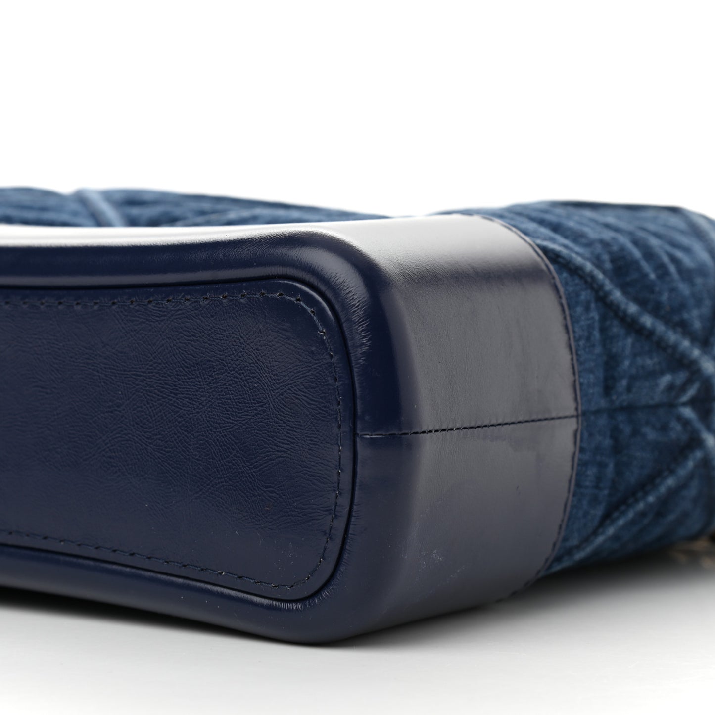 Denim Calfskin Quilted Small Gabrielle Logo Hobo Blue
