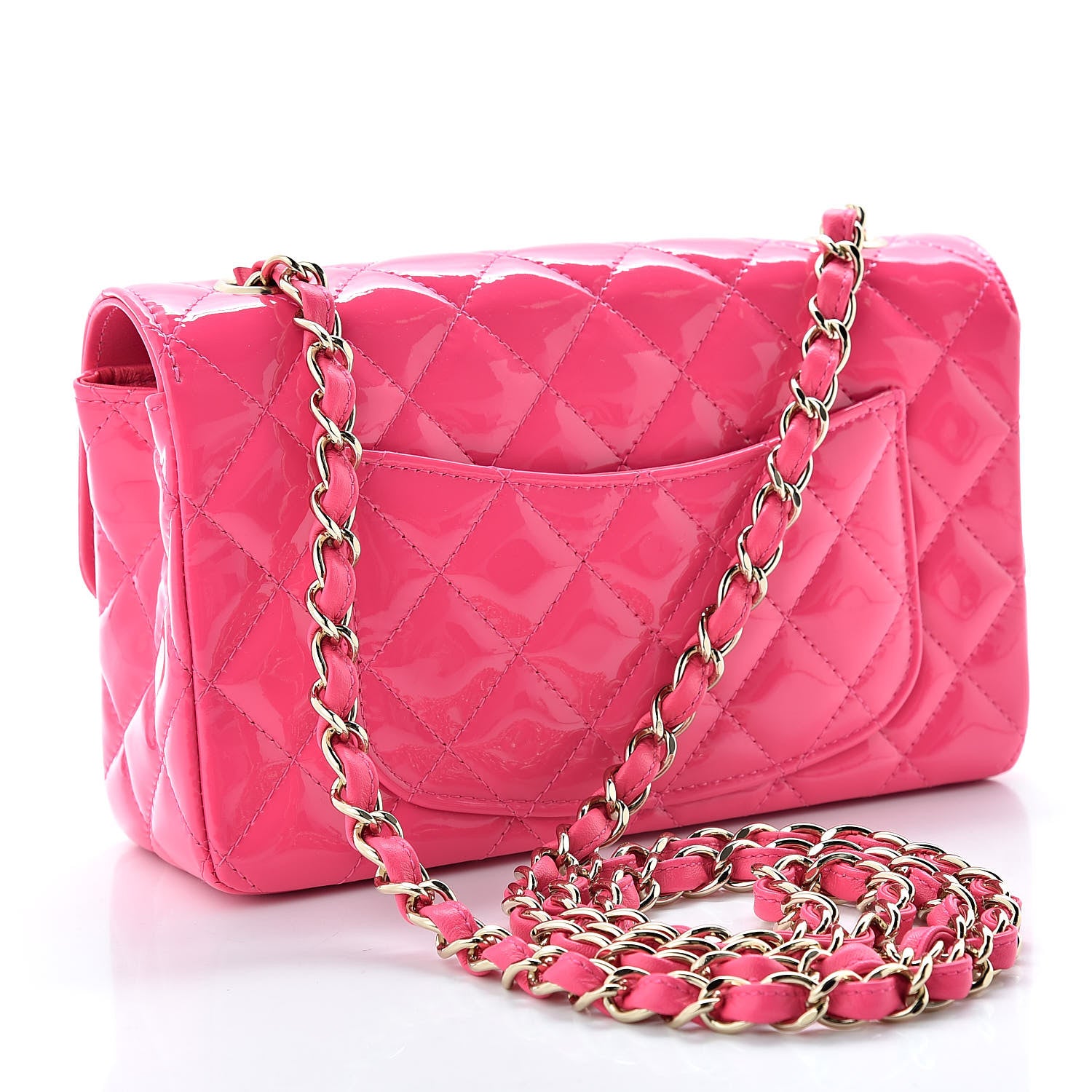 Chanel Patent Quilted Mini Rectangular Flap Pink 3 of 10