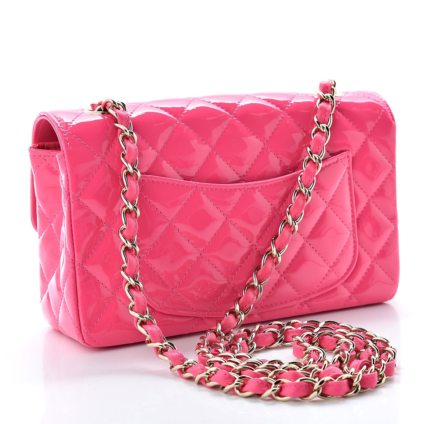 Patent Quilted Mini Rectangular Flap Pink