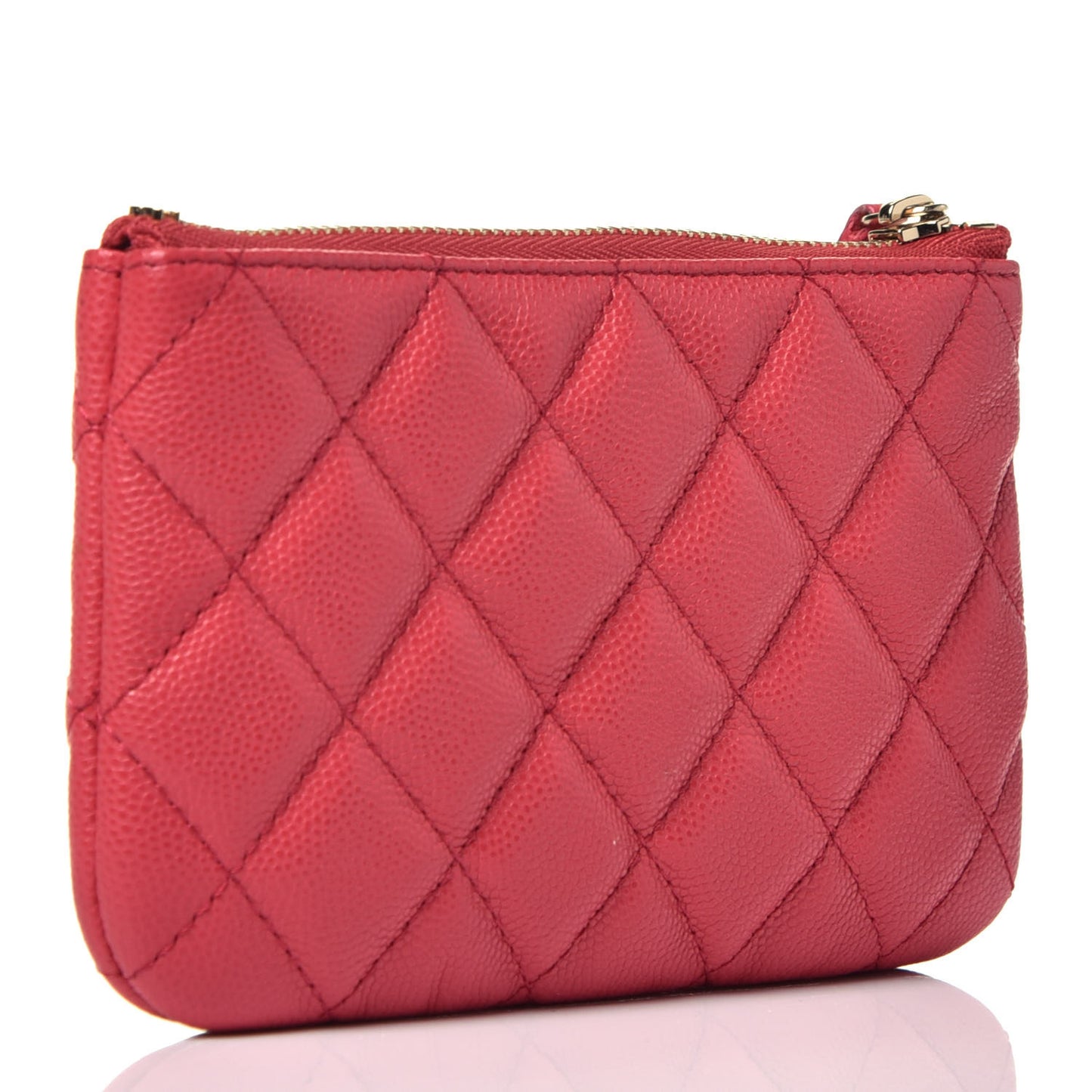 Caviar Quilted Small Cosmetic Case Dark Pink