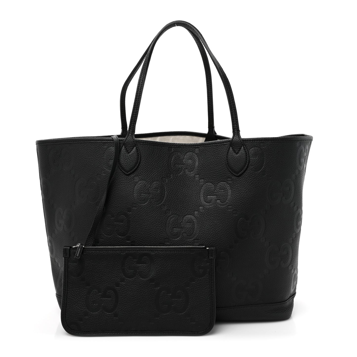 Monogram Jumbo GG Calfskin Web Large Shopping Tote Black