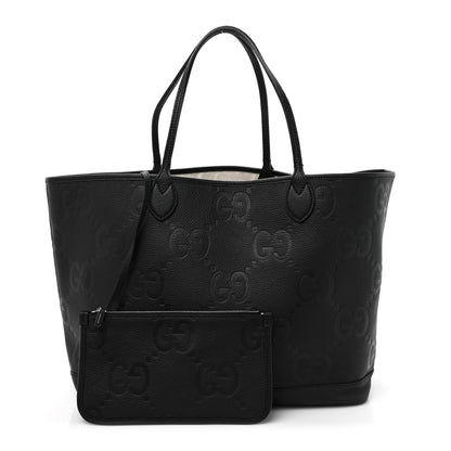 Gucci Monogram Jumbo GG Calfskin Web Large Shopping Tote Black 3 of 12