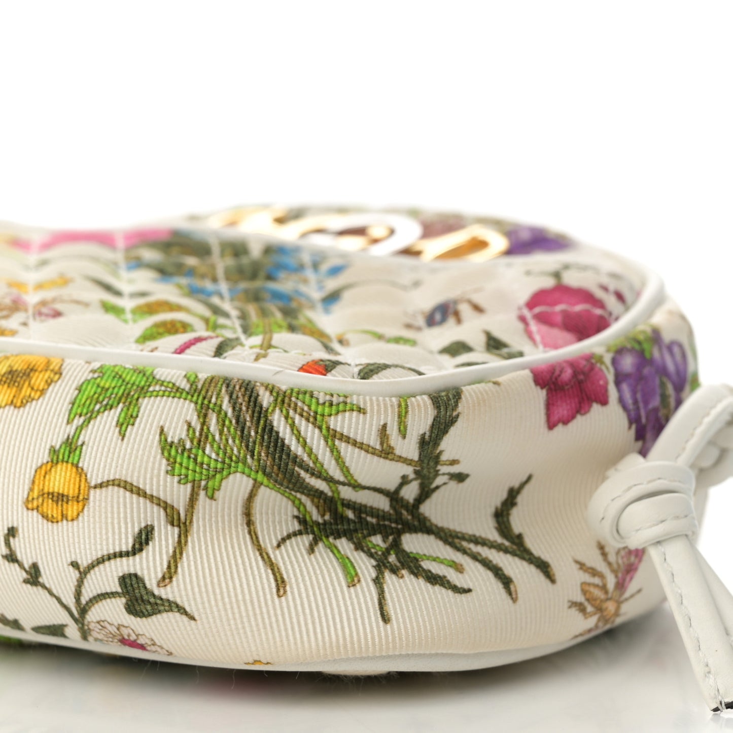 Canvas Flora Floral Trapuntata Mini Zumi Dome Shoulder Bag White