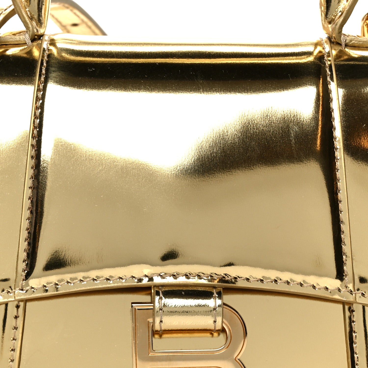 Balenciaga Mirror Calfskin Hourglass Top Handle Bag XS Gold 9 of 11