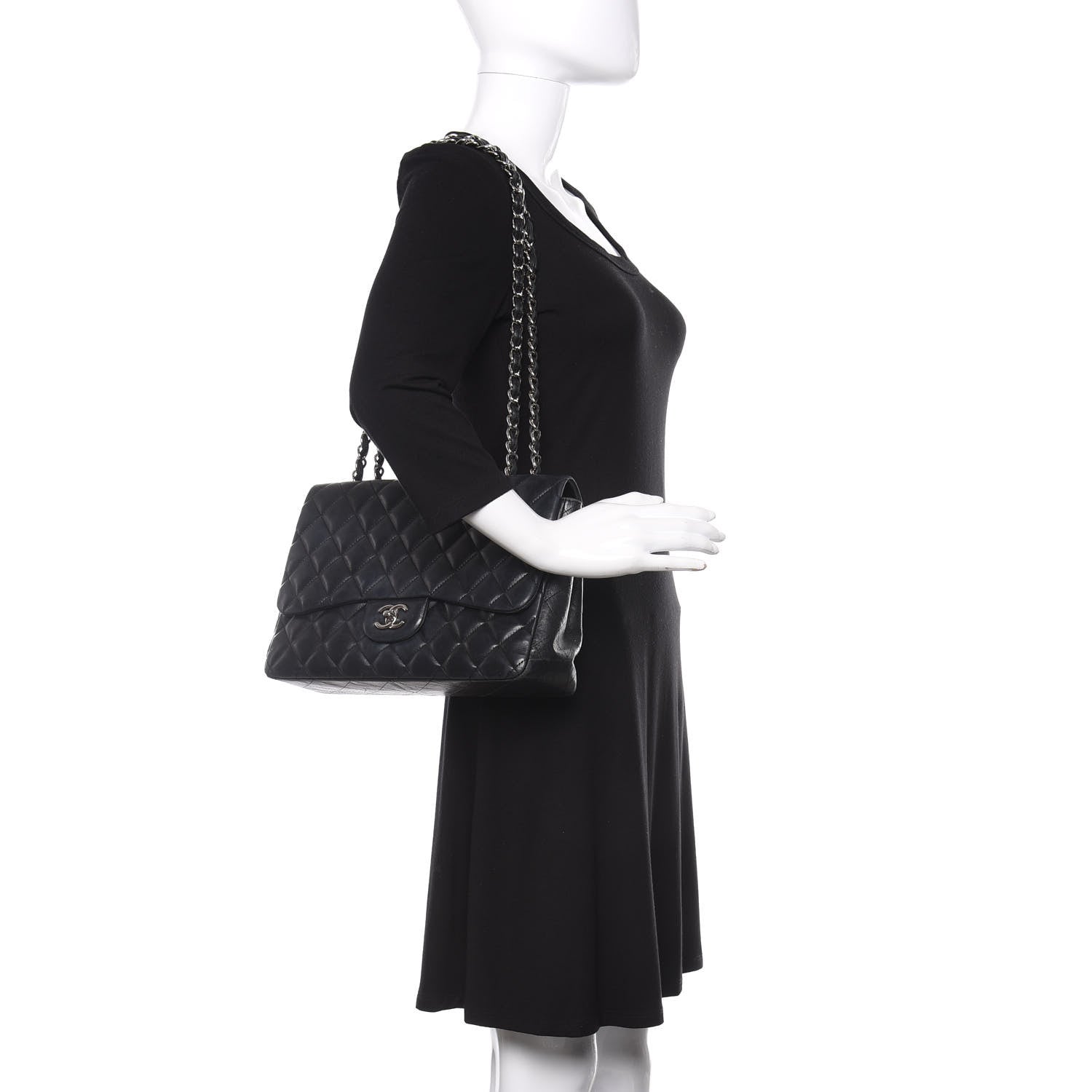 Chanel Lambskin Quilted Jumbo Single Flap Black 2 of 9