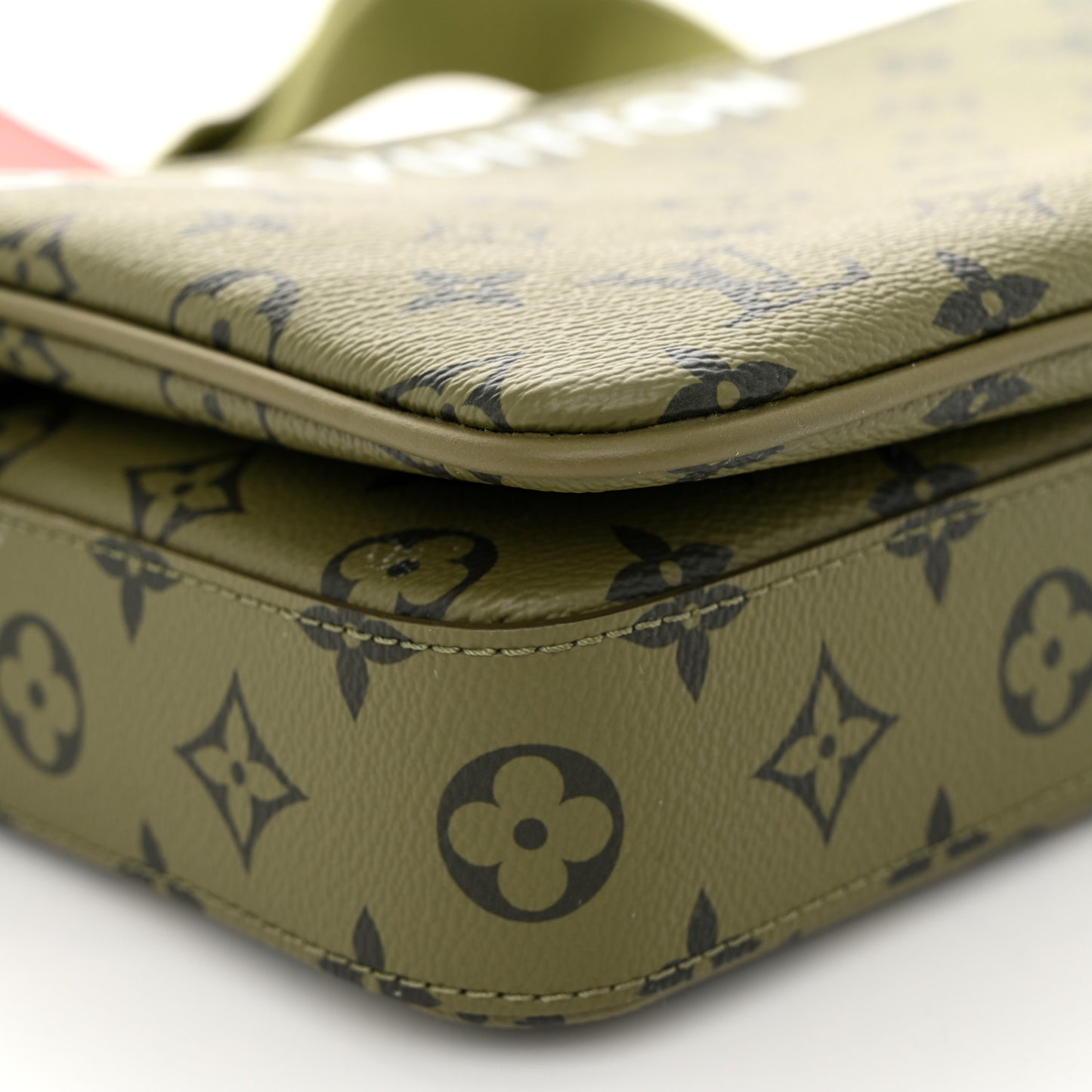 Monogram Trio Messenger Khaki Vermillion