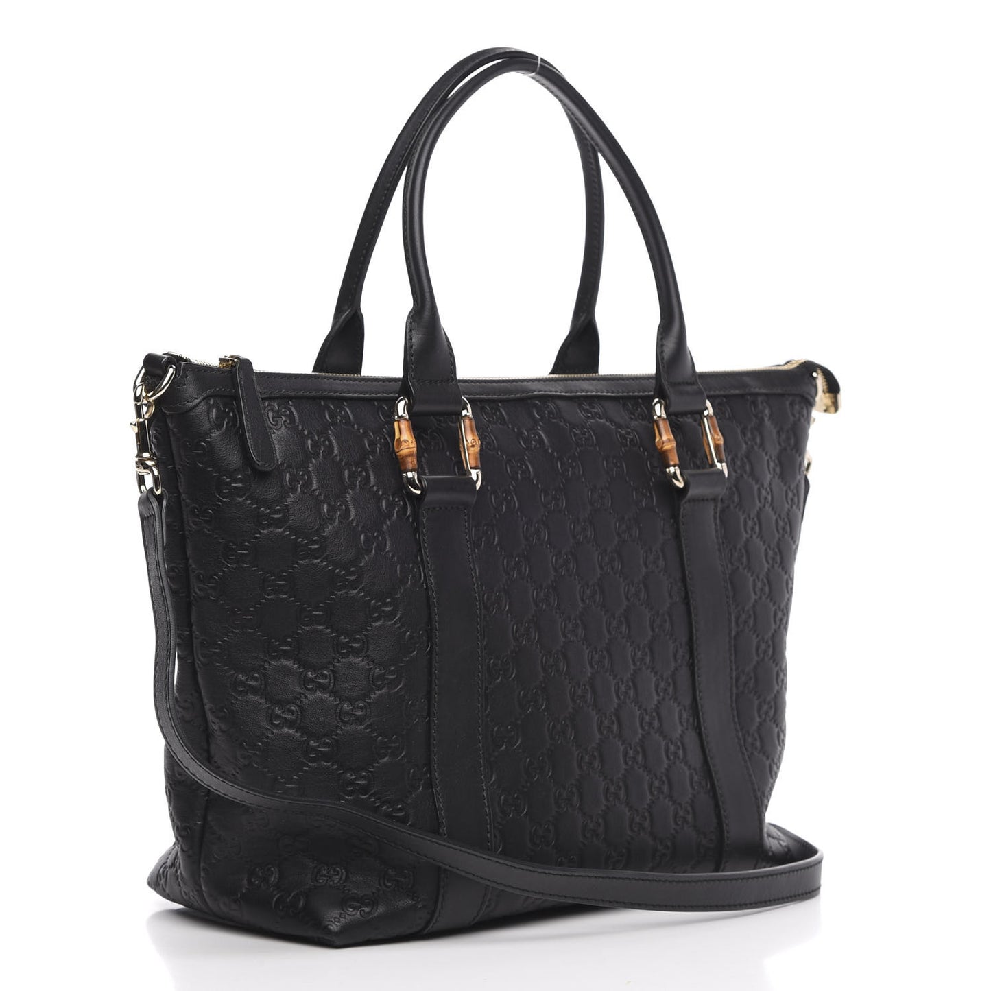 Guccissima Bamboo Top Handle Tote Black