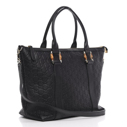 Gucci Guccissima Bamboo Top Handle Tote Black 3 of 9