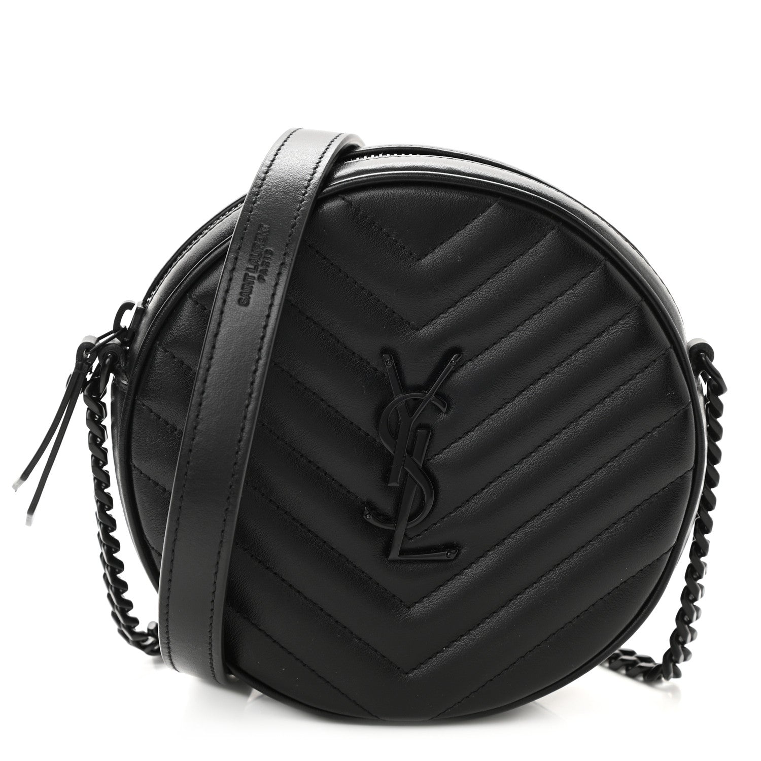 Saint Laurent Calfskin Matelasse Chevron Round Vinyle Camera Bag Black 1 of 8