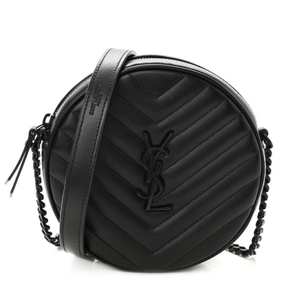 Saint Laurent Calfskin Matelasse Chevron Round Vinyle Camera Bag Black 1 of 8