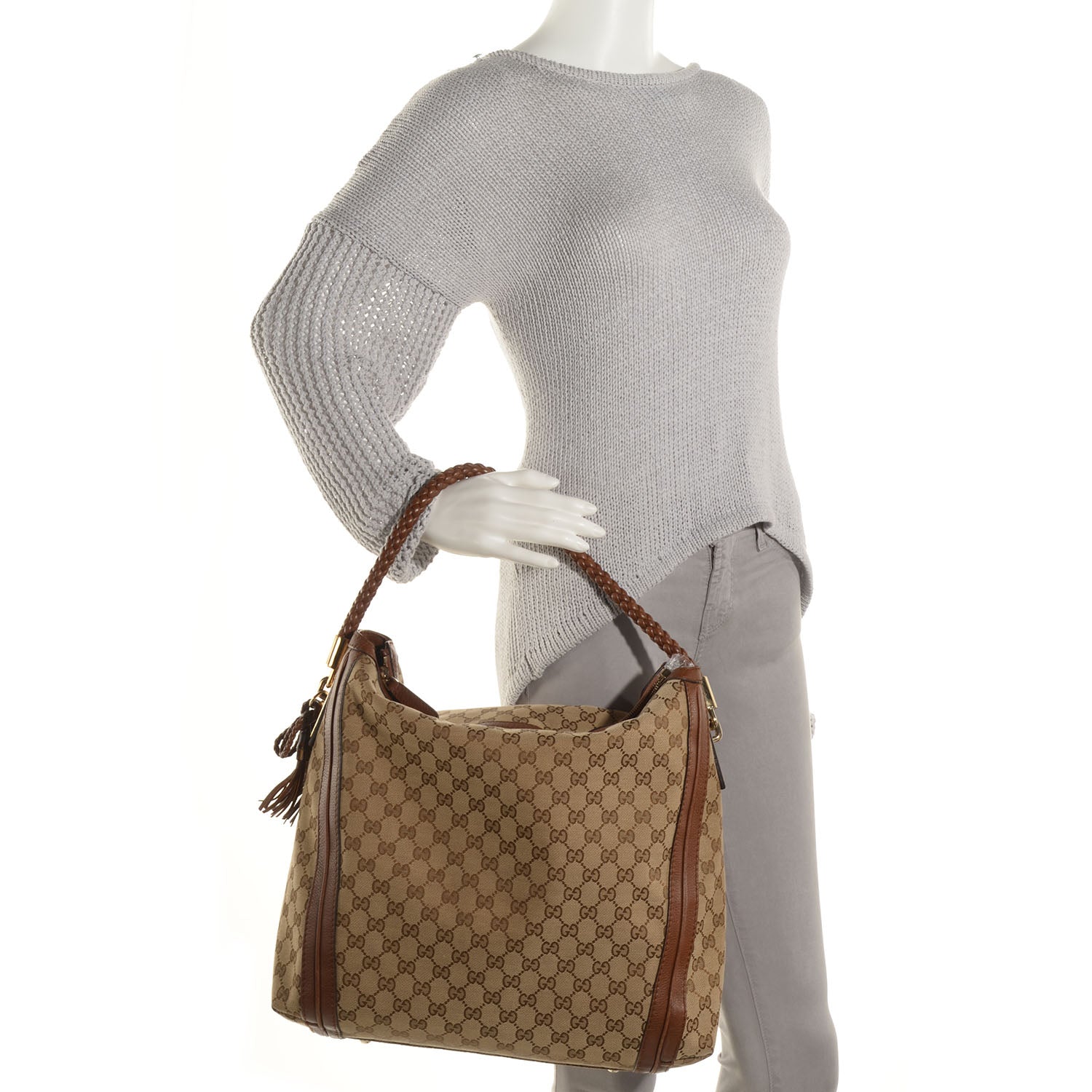 Gucci Monogram Cellarius Calfskin Large Bella Hobo Beige Ebony Cuir 2 of 8