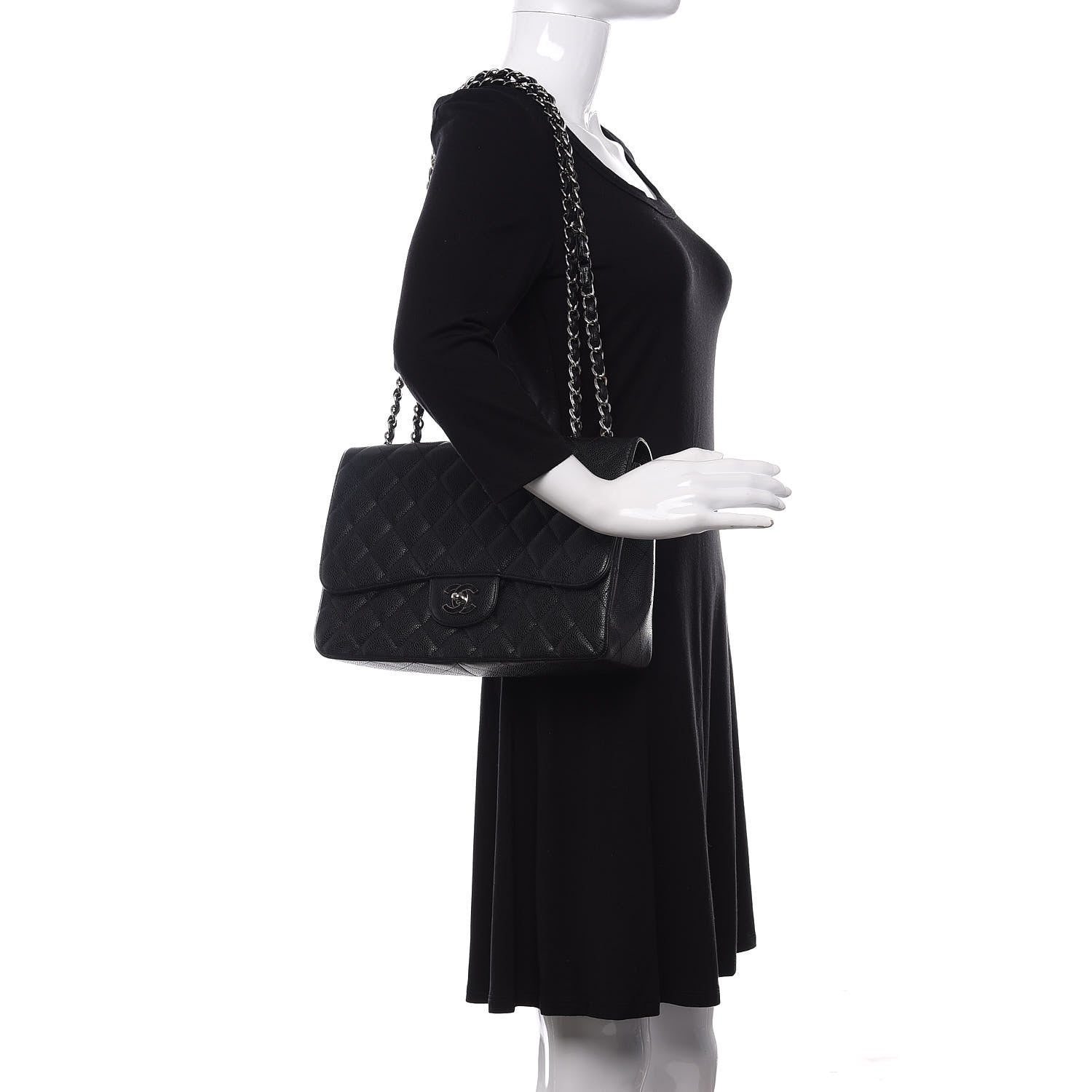 Chanel Caviar Quilted Jumbo Single Flap Black 2 of 11
