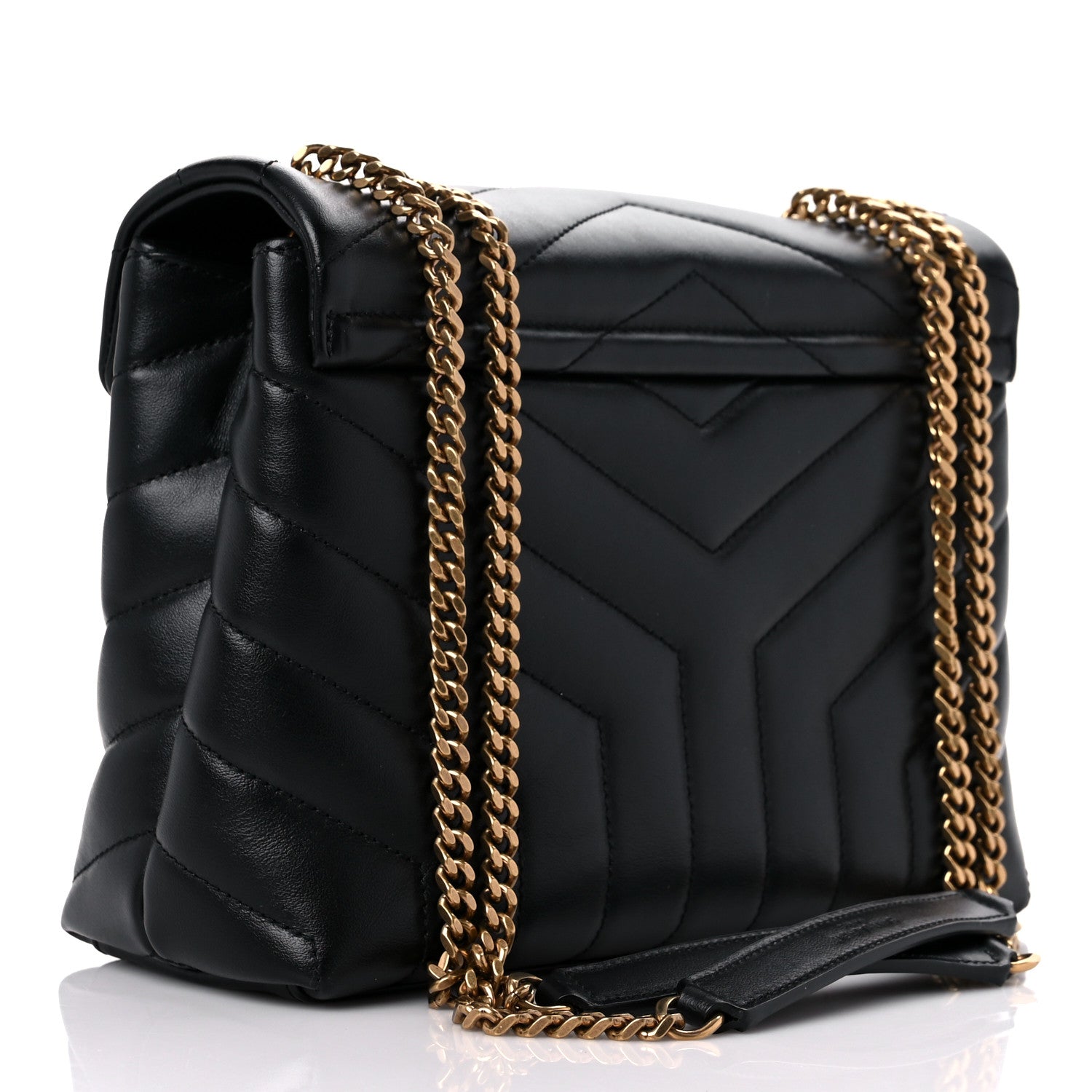 Saint Laurent Calfskin Y Quilted Monogram Small Loulou Chain Satchel Black 3 of 10