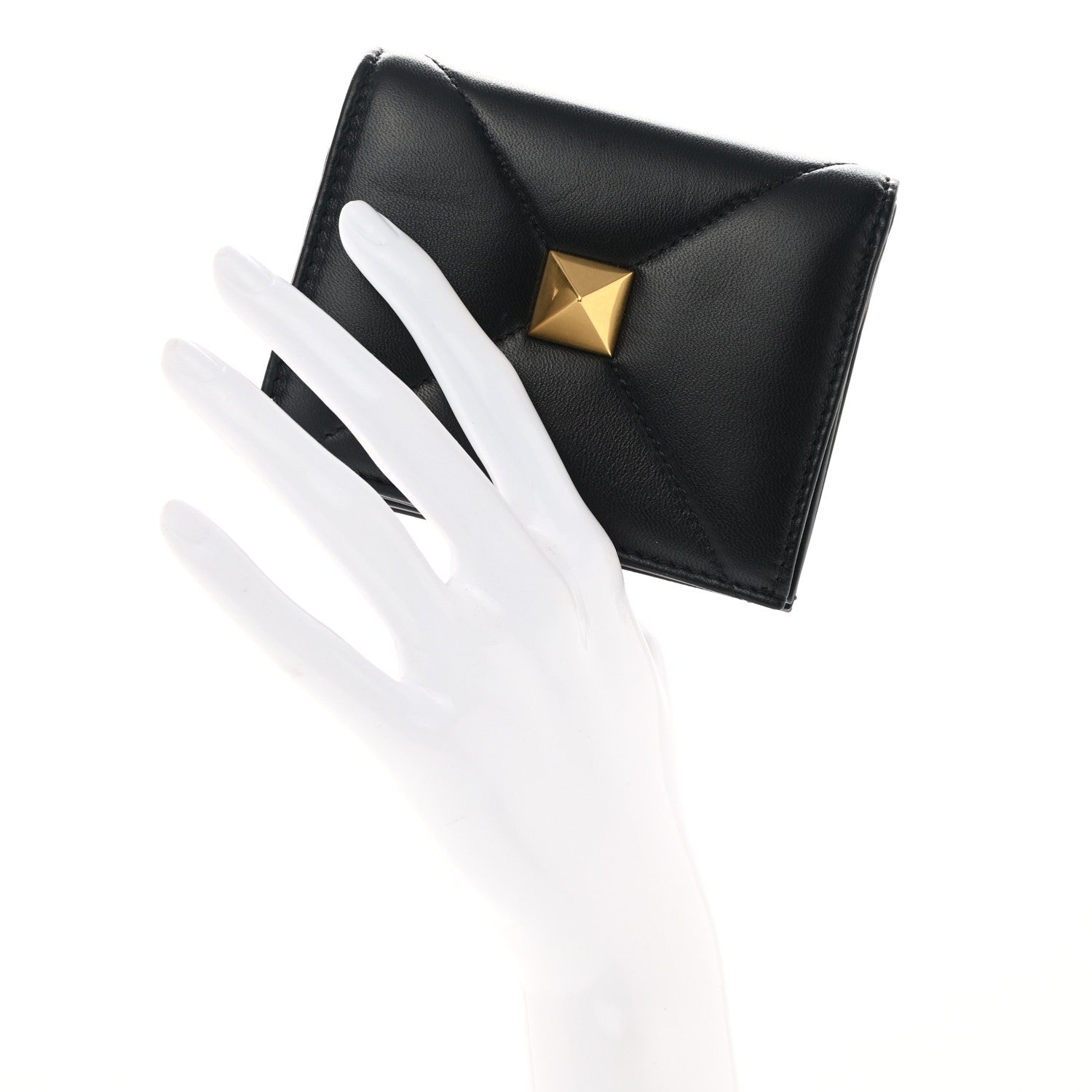 Valentino Garavani Nappa Roman Stud Small Flap Wallet Black 2 of 6
