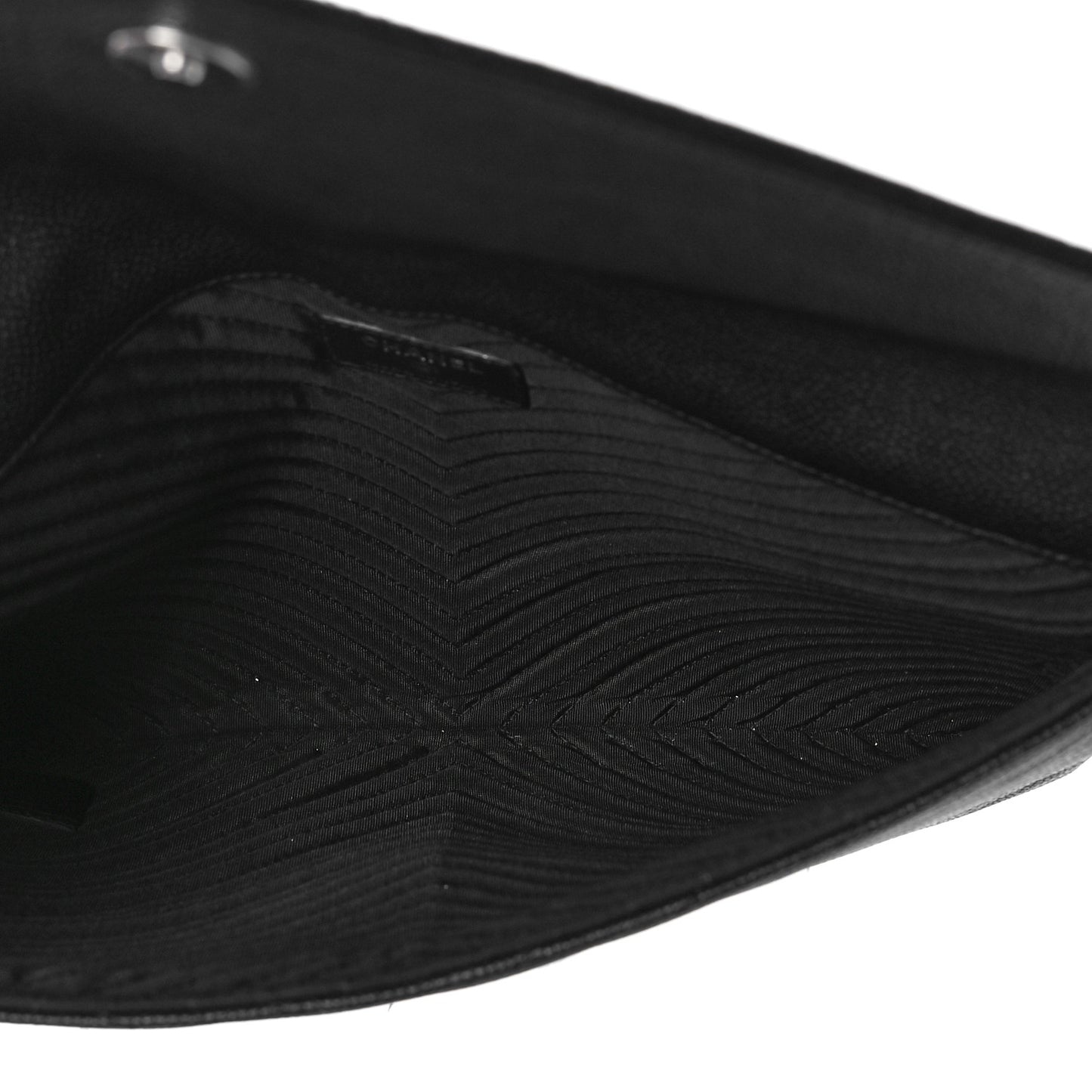 Calfskin Chevron Quilted Small Envelope Clutch Black