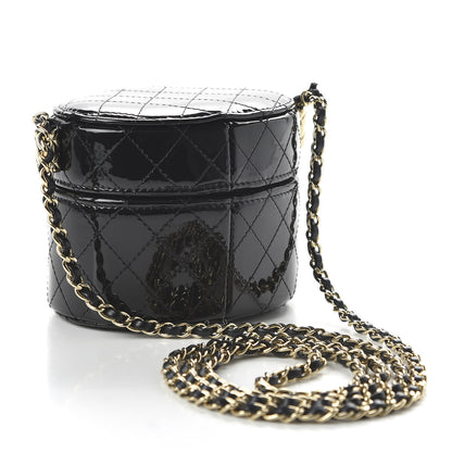 Chanel Patent Quilted Round Mini Vanity With Chain Black 3 of 11